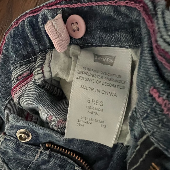 Levi’s girls SIZE 6-SKIMMER/CAPRI..ADJUSTABLE WAIST/PINK STITCHING/HEARTS - Picture 7 of 8